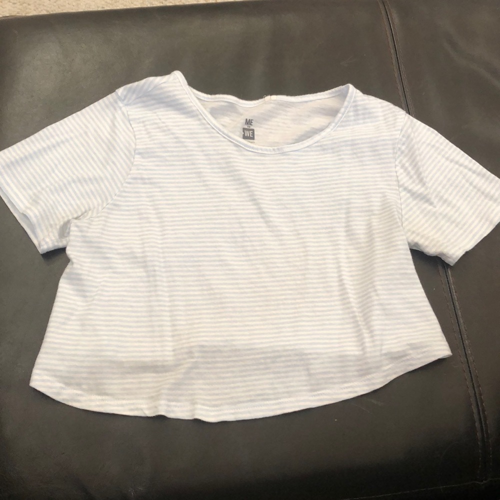 Light Blue Stripped Crop Top